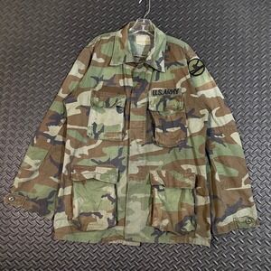 Vintage U.S. Army Camo Field Jacket Military Coat‎ Patches Mens Size Medium